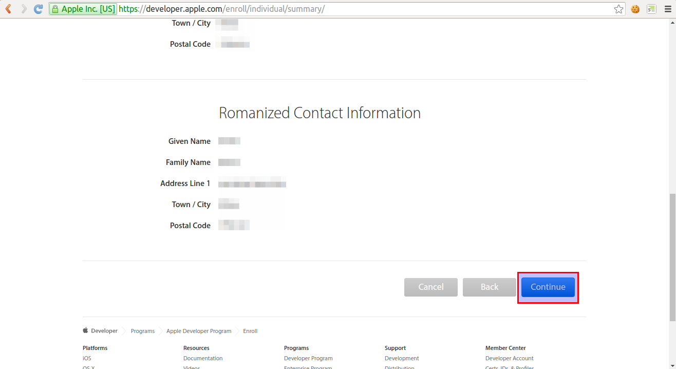 Make sure all your details are correct and only then press 'Continue'.